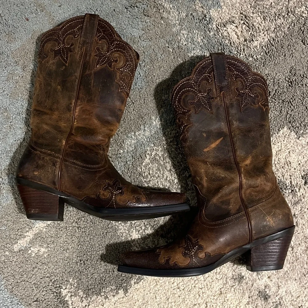 Ariat Dark Brown Embroidered Heeled Boots Western Boots - Picture 2 of 7